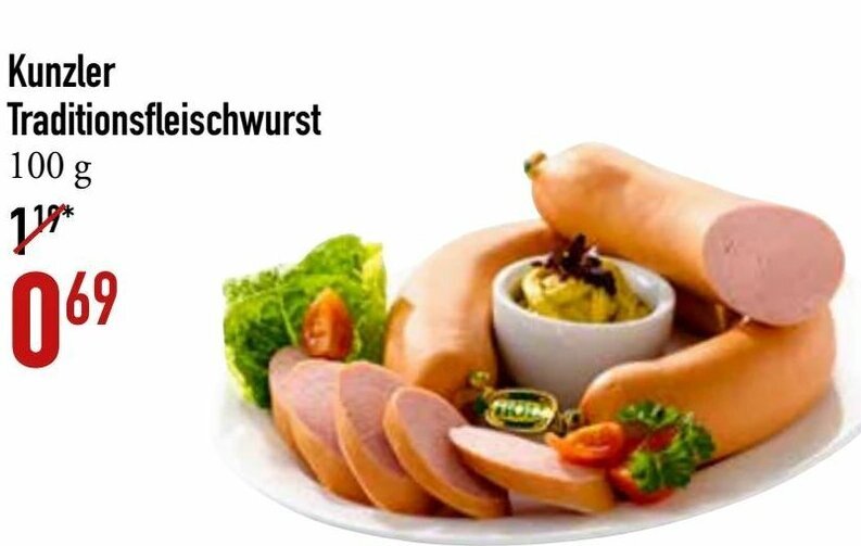 Kunzler Traditionsfleischwurst 100g Angebot bei Galeria Markthalle