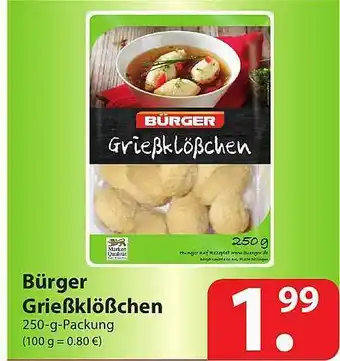 Famila Nord Ost Bürger Grießklößchen Angebot