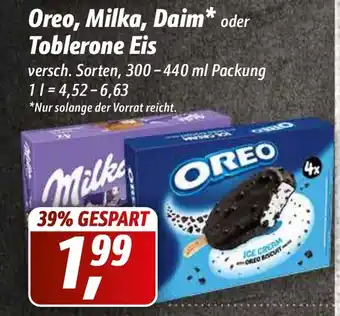 Simmel Oreo, Milka, Daim* oder Toblerone Eis Angebot