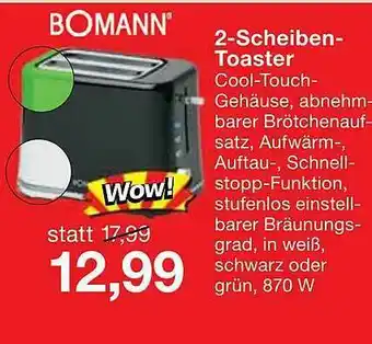 Jawoll Bomann 2-scheiben-toaster Angebot