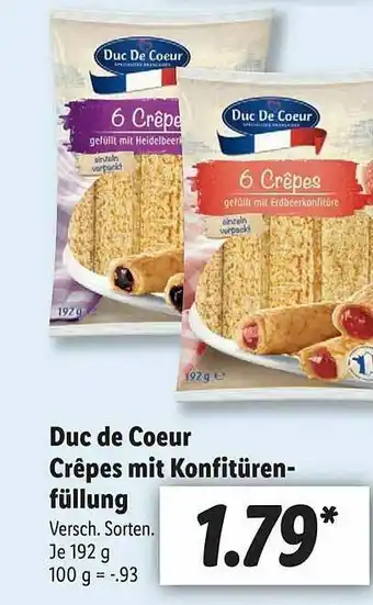 Lidl Duc De Coeur Crêpes Mit Konfitürenfüllung Angebot