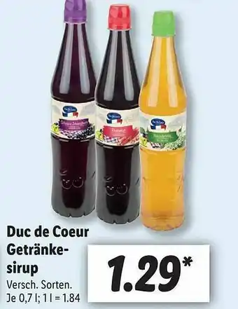Lidl Duc De Coeur Getränke-sirup Angebot