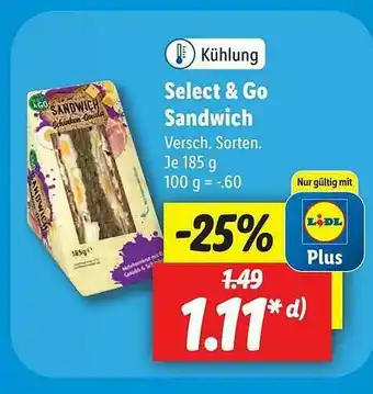 Lidl Select & Go Sandwich Angebot