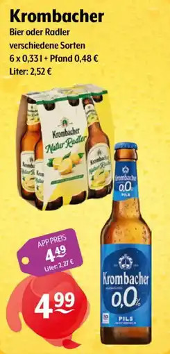 Getränke Hoffmann Krombacher Bier oder Radler Angebot