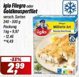 Simmel iglo Filegro oder Goldknusperfilet Angebot