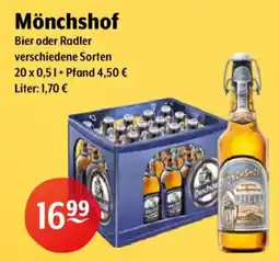 Getränke Hoffmann Mönchshof Bier oder Radler Angebot