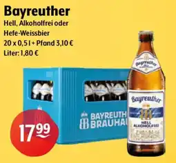 Getränke Hoffmann Bayreuther Hell, Alkoholfrei oder Hefe-Weissbier Angebot