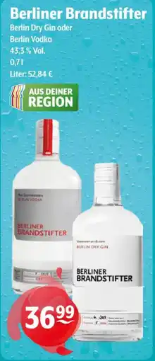 Getränke Hoffmann Berliner Brandstifter Berlin Dry Gin oder Berlin Vodka Angebot
