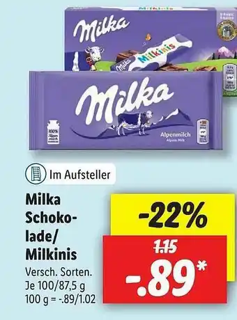 Lidl Milka Schokolade-milkinis Angebot