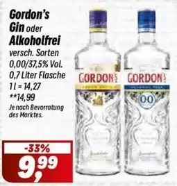 Simmel Gordon's Gin oder Alkoholfrei Angebot