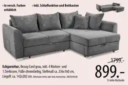 Franz Knuffmann Eckgarnitur, Bezug Cord grau Angebot
