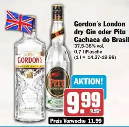 AEZ Gordon's London dry Gin oder Pitu Cachaca do Brasil Angebot