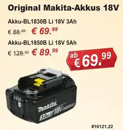 Stabilo Fachmarkt Original Makita-Akkus 18V Angebot