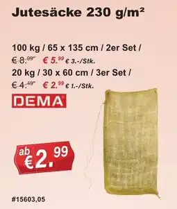 Stabilo Fachmarkt Jutesäcke 230 g/m² Angebot