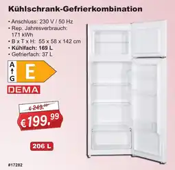 Stabilo Fachmarkt Kühlschrank-Gefrierkombination DEMA Angebot
