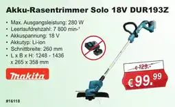 Stabilo Fachmarkt Akku-Rasentrimmer Solo 18V DUR193Z Makita Angebot
