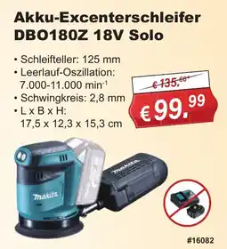 Stabilo Fachmarkt Akku-Excenterschleifer DBO180Z 18V Solo Makita Angebot
