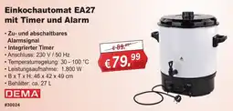 Stabilo Fachmarkt Einkochautomat EA27 mit Timer und Alarm DEMA Angebot