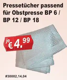 Stabilo Fachmarkt Pressetücher passend für Obstpresse BP 6 / BP 12 / BP 18 Angebot