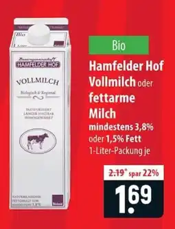 Famila Nord Ost Hamfelder Hof Vollmilch oder fettarme Milch Angebot