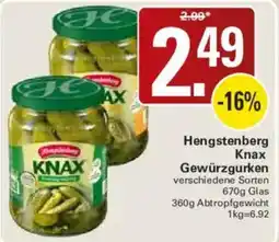 WEZ Hengstenberg Knax Gewürzgurken Angebot