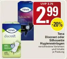 WEZ Tena Discreet oder Silhouette Hygieneeinlagen Angebot