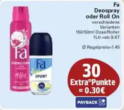 WEZ Fa Deospray oder Roll On Angebot