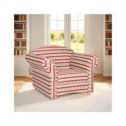 Netto Marken-Discount Polstersessel Loretta, ca. 110 x 84 x 84 cm – Rot gestreift & Blumenmuster Angebot