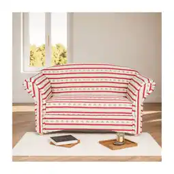 Netto Marken-Discount 2-Sitzer Sofa Loretta, ca. 153 x 83 x 85 cm – Rot gestreift & Blumenmuster Angebot