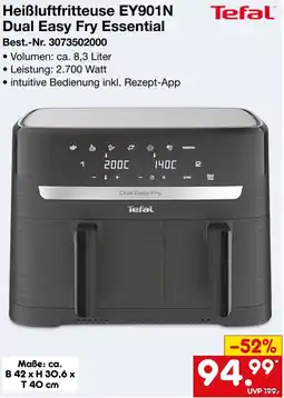Netto Marken-Discount Heißluftfritteuse EY901N Dual Easy Fry Essential Tefal Angebot