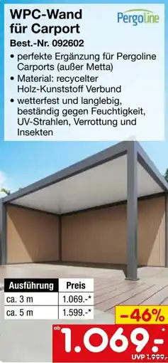 Netto Marken-Discount WPC-Wand für Carport Pergoline Angebot