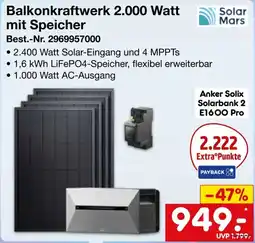 Netto Marken-Discount Balkonkraftwerk 2.000 Watt mit Speicher Angebot