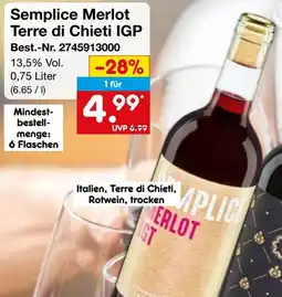 Netto Marken-Discount Semplice Merlot Terre di Chieti IGP Angebot