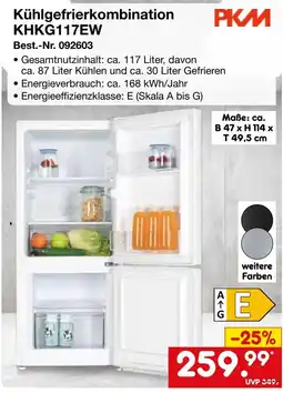 Netto Marken-Discount PKM Kühlgefrierkombination KHKG117EW Angebot