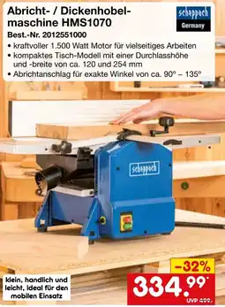 Netto Marken-Discount Abricht-/Dickenhobelmaschine HMS1070 scheppach Angebot