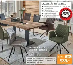 Opti Wohnwelt Massivholz Tisch Eiche mit Baumkante Angebot