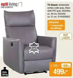 Opti Wohnwelt TV-Sessel, Vorderseite echtes Leder grau, Rückseite PVC grau Angebot