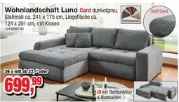 Möbelfundgrube Wohnlandschaft Luno Cord dunkelgrau Angebot
