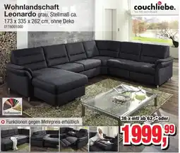 Möbelfundgrube Wohnlandschaft Leonardo grau Angebot