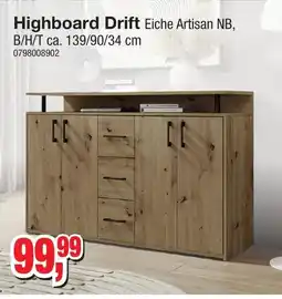 Möbelfundgrube Highboard Drift Eiche Artisan NB Angebot