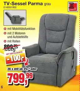 Möbelfundgrube TV-Sessel Parma grau Angebot