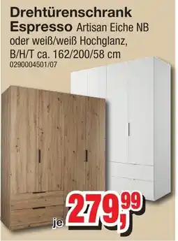 Möbelfundgrube Drehtürenschrank Espresso Artisan Eiche NB Angebot