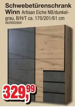 Möbelfundgrube Schwebetürenschrank Winn Artisan Eiche NB/dunkel-grau Angebot