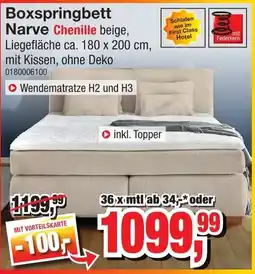 Möbelfundgrube Boxspringbett Narve Chenille beige Angebot