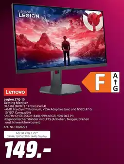 MediaMarkt Lenovo Legion 27Q-10 Gaming Monitor Angebot