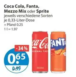 V Markt Coca Cola, Fanta, Mezzo Mix oder Sprite Angebot