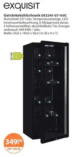 V Markt exquisit Getränkekühlschrank GKS240-GT-160C Angebot