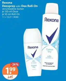 V Markt Rexona Deospray oder Deo Roll-On Angebot