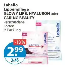 V Markt Labello Lippenpflege GLOWY LIPS, HYALURON oder CARING BEAUTY Angebot