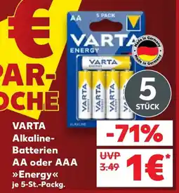 Kaufland VARTA Alkaline-Batterien AA oder AAA Angebot